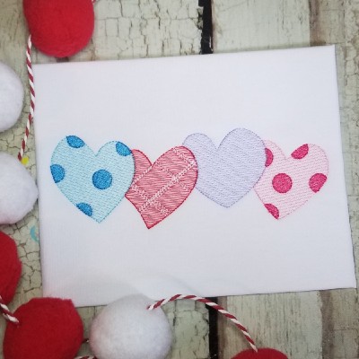 heart with dots trio sketch embroiderry
